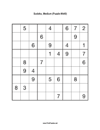 Enter numbers into the blank spaces so that each row, column and 3x3 box contains the numbers 1 to 9 without repeats. Sudoku Medium A40 Printable Puzzle