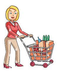 Woman Doing Some Grocery Shopping Cartoon Vector Clipart Friendlystock Cartoon Shopping Clipart Cartoons Vector