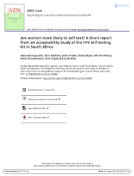 A few african nations are so impacted by hiv that there will be , or already is, a missing generation. Pdf Are Women More Likely To Self Test A Short Report From An Acceptability Study Of The Hiv Self Testing Kit In South Africa Alexandra Spyrelis Academia Edu