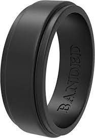Banded Glory Silicone Wedding Ring For Men Rubber Wedding Bands Step Edge Design Rubber Wedding Band Silicone Wedding Rings Rubber Rings Wedding