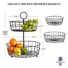 A tiered fruit basket is ideal for separating and organizing, as they take. 2 Tier Fruit Basket Regal Trunk Co Wire Fruit Bowl Or Produce Holder Two