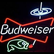 Vintage 1991 budweiser bud light jaguar race car #2 metal beer sign 33 x 18. Budweiser Bowtie Fish Beer Bar Neon Sign Neonsignsus Com