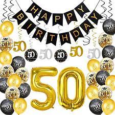 50th birthday party themes can be the life of the party. 50 Year Old For Man Woman Him Her Balloons Banner Ideas Decor 50th Birthday Party Decorations Men 36 Pc 38 50 Gold Balloonsswirls Paper Party Supplies Party Decor