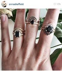 Anna Sheffield Black Engagment Diamonds Wedding Band Tiara S Enclose Engagment Ri Stacked Wedding Rings Black Diamond Ring Engagement Diamond Wedding Bands
