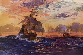 Portrait of vasco da gama by artist antonio manuel da fonseca in 1838. Ship Of Portuguese Navigator Vasco Da Gama Design For A Menu Stock Image Look And Learn