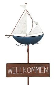 Garten Stecker Deko Stecker Schild Willkommen Segelboot Metall Bemalt Ausgefallen Garten Ideen Gestaltung Garten Deko Garten Dekoratio Deko Natur Deko Garten