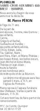 Le site de l'etudiant vous propose des milliers d'offres de jobs étudiants à pourvoir très rapidement. M Peron Pierre Avis De Deces Du 04 Mars 2021 Le Telegramme