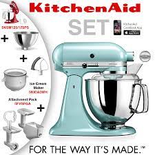 Almost a turquoise riff on baby blue. Kitchenaid Artisan Stand Mixer Set Ice Blue Cookfunky