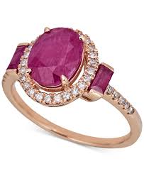 macy s certified ruby 2 1 5 ct t w diamond 1 5 ct t w ring in 14k rose gold also in sapphire emerald reviews rings jewelry watches macy in