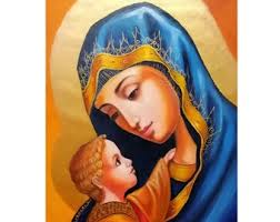 Virgin Mary icon,Painting, Holy Mother, Santa Maria, hand painted  icon,Blessed Mother,handmade art,oil