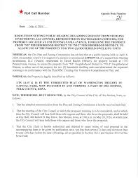 RollCallNumber Agenda Item Number RESOLUTION SETTING PUBLIC HEAMNG  REGARDING REQUEST FROM STERLING INVESTMENTS, LLC (OWNER), REP