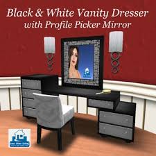 Check spelling or type a new query. Second Life Marketplace On Sale Black White Vanity Dresser W Profile Picker Mirror Bedroom Furniture