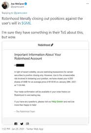Robinhood, a popular stock trading platform among amateur investors, blocked its users from buying shares of gamestop, amc and several other after the market closed for trading, the company said we plan to allow limited buys of these securities beginning friday but it will continue to monitor the. Gamestop Drops 50 As Robinhood Blocks Trading After Reddit Campaign Daily Mail Online