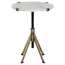 Noir Edith Modern White Quartz Brass Adjustable Height Small Side Table In 2020 Adjustable Side Table Side Table Adjustable Height Side Table