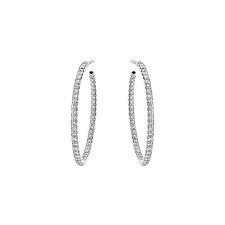 Diamond earring styles vary from classic diamond studs to drops, hoops and halos. Roberto Coin White Gold Diamond Inside And Out Large Hoops 001615awerx0