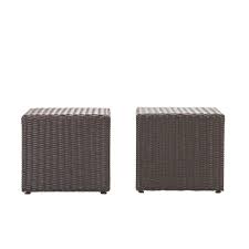Home Decorators Collection Naples Brown Square All Weather Wicker Outdoor Coffee Side Patio Table Set Of 2 Fws50240kf 2pk Patio Table Set Patio Table Home Decorators Collection