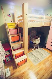 Custom Made Pine Bunk Bed For Small Room With Custom Stair With Ikea Trofast Bin A Total Of 1 Beds For Small Rooms Bed With Desk Underneath Bunk Bed With Desk