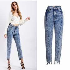 Great savings & free delivery / collection on many items. Aphrodite Home New High Waist Famale Jeans With Irregular Opening Woman Boyfriend Acid Wash Cropped Denim Pants For Women Jeans Jeans Aliexpress