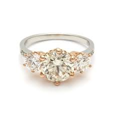 Hazeline Three Stone Ring Platinum Champagne Diamond 2 0ct Three Stone Engagement Rings Stone Engagement Rings Champagne Diamond