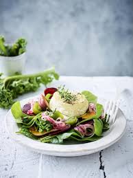 Salade De Pourpier Et D Epinards Au Chevre Chaud Delices Chevre Chaud Salade Salade De Chevre Chaud