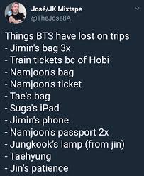 Jin S Patience Bts Lost Bts Bon Voyage Bts Boys