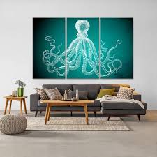 Home decor ❤ liked on polyvore (see more octopus home decor). Turquoise Octopus Decor Octopus Canvas Large Wall Decor Etsy Large Wall Decor Green Wall Decor Canvas Wall Decor