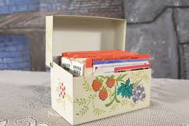 Vintage Kitchen Recipe Box Full With Recipe Cardstin Recipe Metal Recipe Box Fruit Storage Vintage Kitchen