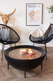 Dakota 6 drawer coffee table. Round Coffee Table In Mango Wood And Iron O90 Cm Muty Sklum