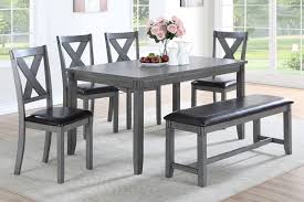 Check spelling or type a new query. Poundex F2548 6 Pc Laurel Bridget Gray Finish Wood Dining Table Set Padded Seat Chairs And Bench