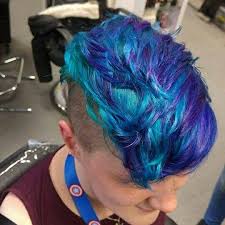 Hair Hairstyle Pixiecut Pixie Undercut Shaved Short Blue Bluedye Turquoise Violet Purple Dyed Dye H Short Hair Styles Turquoise Hair Purple Hair