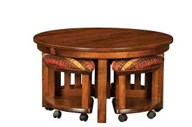 This round coffee table with nesting stools will look marvelous in any room. Mission Nesting Table And Bench Set From Dutchcrafters Amish Furniture
