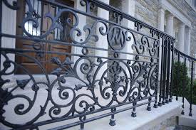 Arts & craft style porch railing. Exterior Railings Compass Iron Works