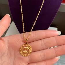 44 cm + 5 cm extension pendant size: Jewelry New Pisces Zodiac Sign 18k Gold Necklace Poshmark