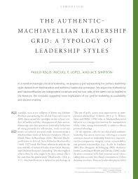 Pdf The Authentic Machiavellian Leadership Grid A Typology Of Leadership Styles