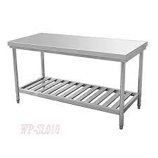 Stainless steel work tables are designed for ingredient prep, plating your menu items, holding utensils and countertop equipment until needed and otherwise creating a large enough space for your kitchen staff to work. China Two Layers Stainless Steel Detachable Kitchen Working Preparing Tables China Stainless Steel Working Table