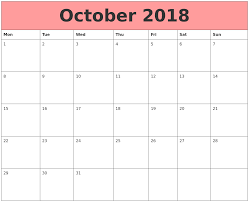 Pin On October 2018 Calendar Printable