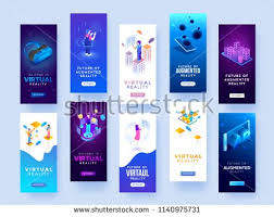 Set Of Splash Screen Mockups For Virtual Or Augmented Reality Concept Splash Screen Virtual Reality Design Augmented Reality