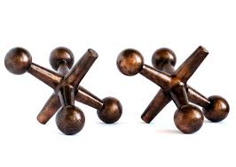 Vintage Jacks Cast Iron Statues Photo Prop Display Game Pieces Bronze Giant Jax Bookends Onesies Pair Game Pieces Statue Vintage