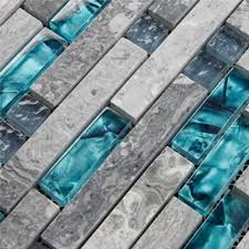 See more ideas about blue tile backsplash, blue tiles, tile backsplash. Gray And Teal Backsplash Tile Striped Marble Glass Mosaic Wall Tiles
