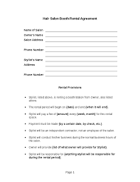 Printable Sample Simple Room Rental Agreement Form Salon Booth Rental Hair Salon Salons