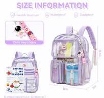 Amazon.com: LISINUO Mochila transparente resistente, mochilas transparentes  para la escuela, mochila para niñas aprobada por el estadio, con llavero,  ...