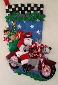 Bucilla Motorcycle Santa Stocking Plus Free Shipping Christmas Stockings Diy Nightmare Before Christmas Wreath Felt Christmas Stockings