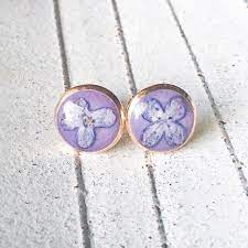 Real Lilac Flower Earrings Mom Gift Rose Gold Stud Earrings Etsy In 2021 Rose Gold Earrings Studs Dried Flower Jewelry Etsy Earrings