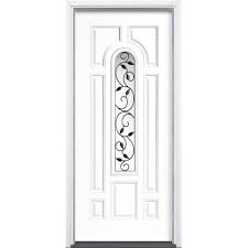Masonite 36 In X 80 In Pergola Center Arch Lite Right Hand Inswing Primed Steel Prehung Front Exterior Door With Brickmold 39410 The Home Depot Exterior Doors Steel Entry Doors Exterior Front Doors