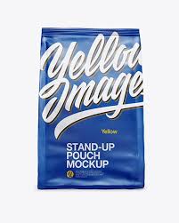 Stand Up Matte Pouch Front View In Pouch Mockups On Yellow Images Object Mockups Free Psd Mockups Templates Mockup Free Psd Mockup