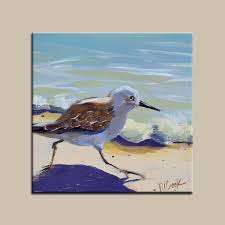 Beach Painting Of Sandpiper Bird Running Along The Sand Is Featured In This 6 6 Oil On Gessoboard Description Seascape Paintings Shore Bird Art Birds Painting