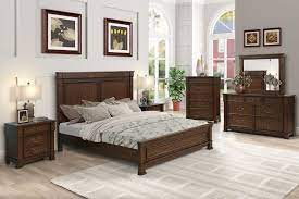 New Classic Furniture Providence 4pc Panel Bedroom Set in Dark Oak