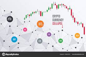 Cryptocurrency Collapse Candlestick Chart Stock Vector