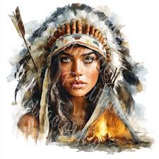 Boho Native American Woman Clipart, Teepee, Feathers (digital Download)