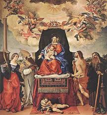 Lorenzo Lotto Madonna And Child Enthroned With Saints 1521 Bergamo Santo Spirito Catherine Of Alexandria St Catherine Of Alexandria Madonna